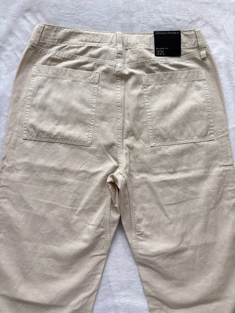 BANANA REPUBLIC Relaxed Fit Rolled Cuff Mid Rise Cotton Linen Pants--NWT--32L